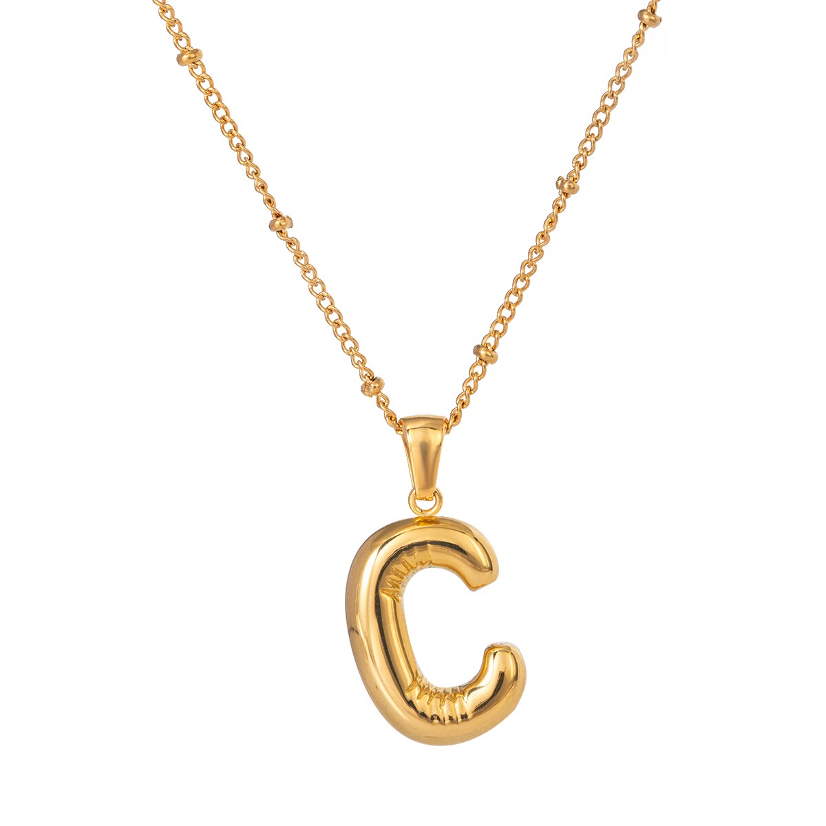 Gold color / 1 Piece Simple Casual Style Letter C Shape Stainless Steel 18K Gold Plated Women's Pendant Necklace Picture11